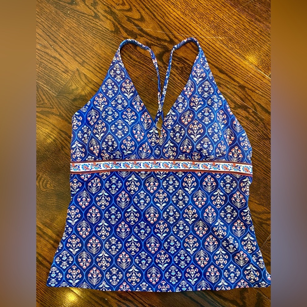 Captiva Stylized Flowers Women's Tankini Tops Bathing Suit V Neck Swimwear Tops